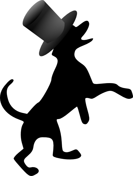 Dog Silhouette With Hat Clip Art - Dog Silhouette Clip Art (450x593)