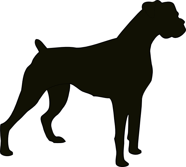Boxer Silhouette Clip Art - Boxer Dog Silhouette Vector (600x537)