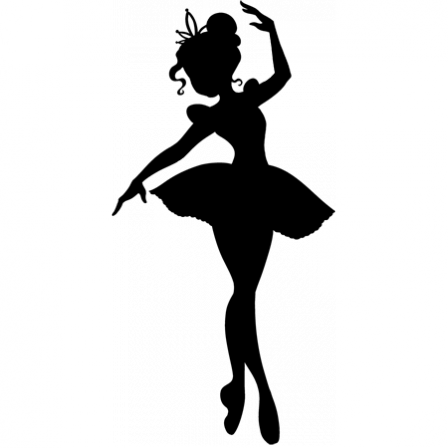 Black Ballerina Silhouettes Clipart Set - Stickers Danseuse (448x448)