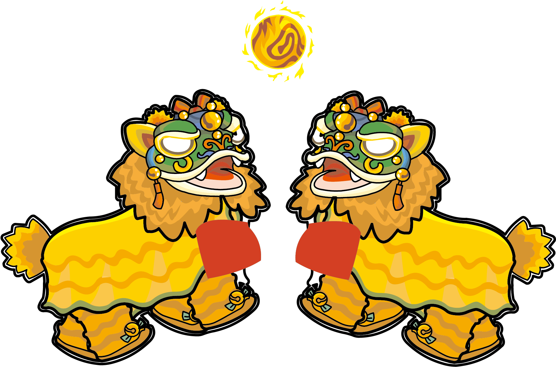Lion Dance Dragon Dance Chinese New Year Clip Art - Lion Dance Dragon Dance Chinese New Year Clip Art (2126x2126)