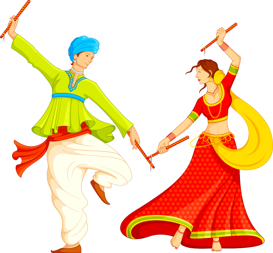 Garba Dandiya Raas Clip Art - Indian Festival Clipart (901x836)