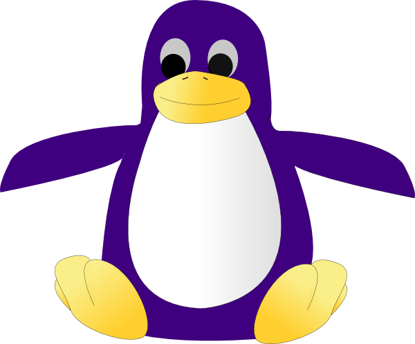 Purple Penguin Clipart (600x497)