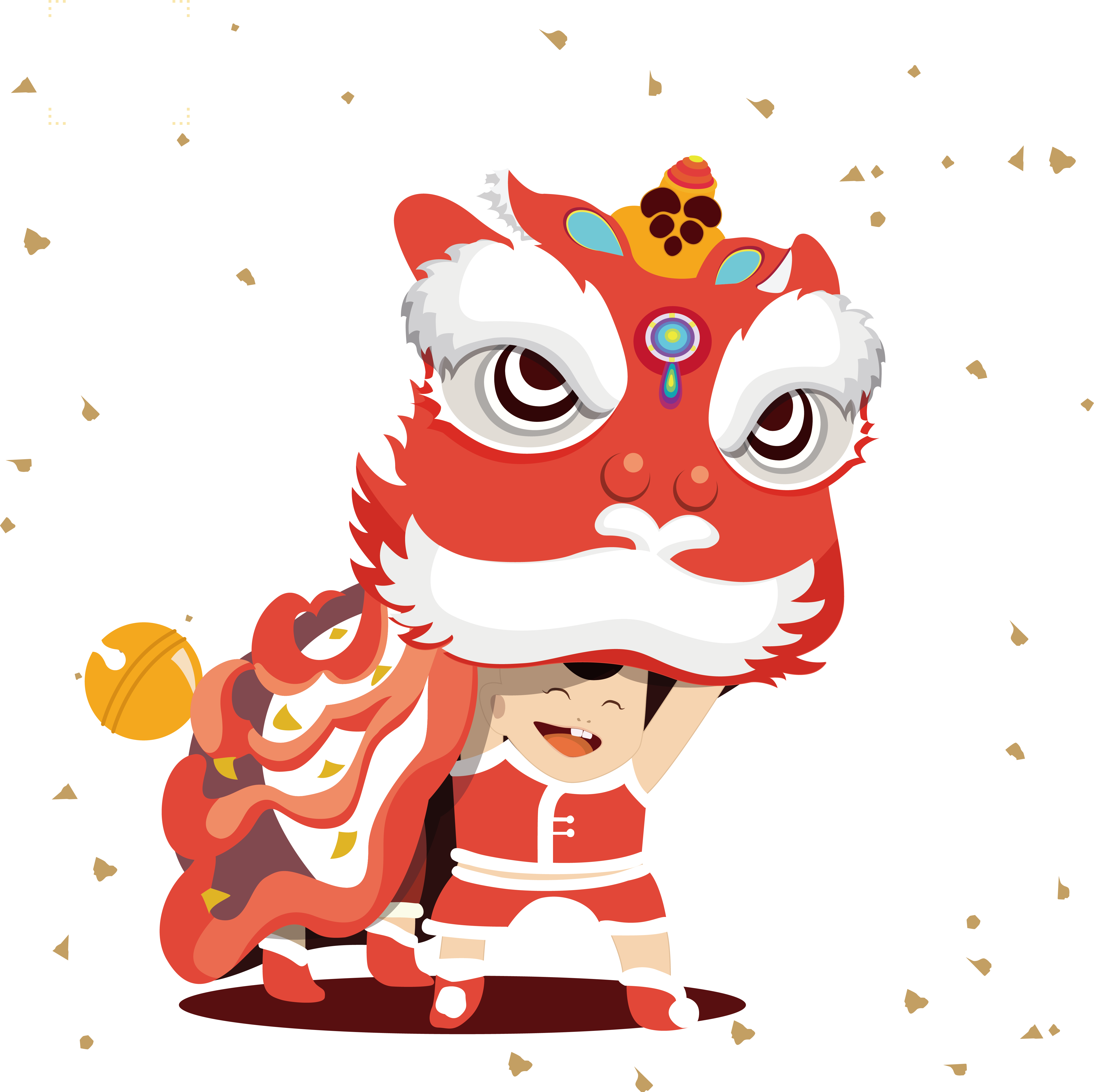 Lion Dance Chinese New Year Tangyuan Lantern Festival - Chinese Lantern Festival Cartoon (4726x4716)