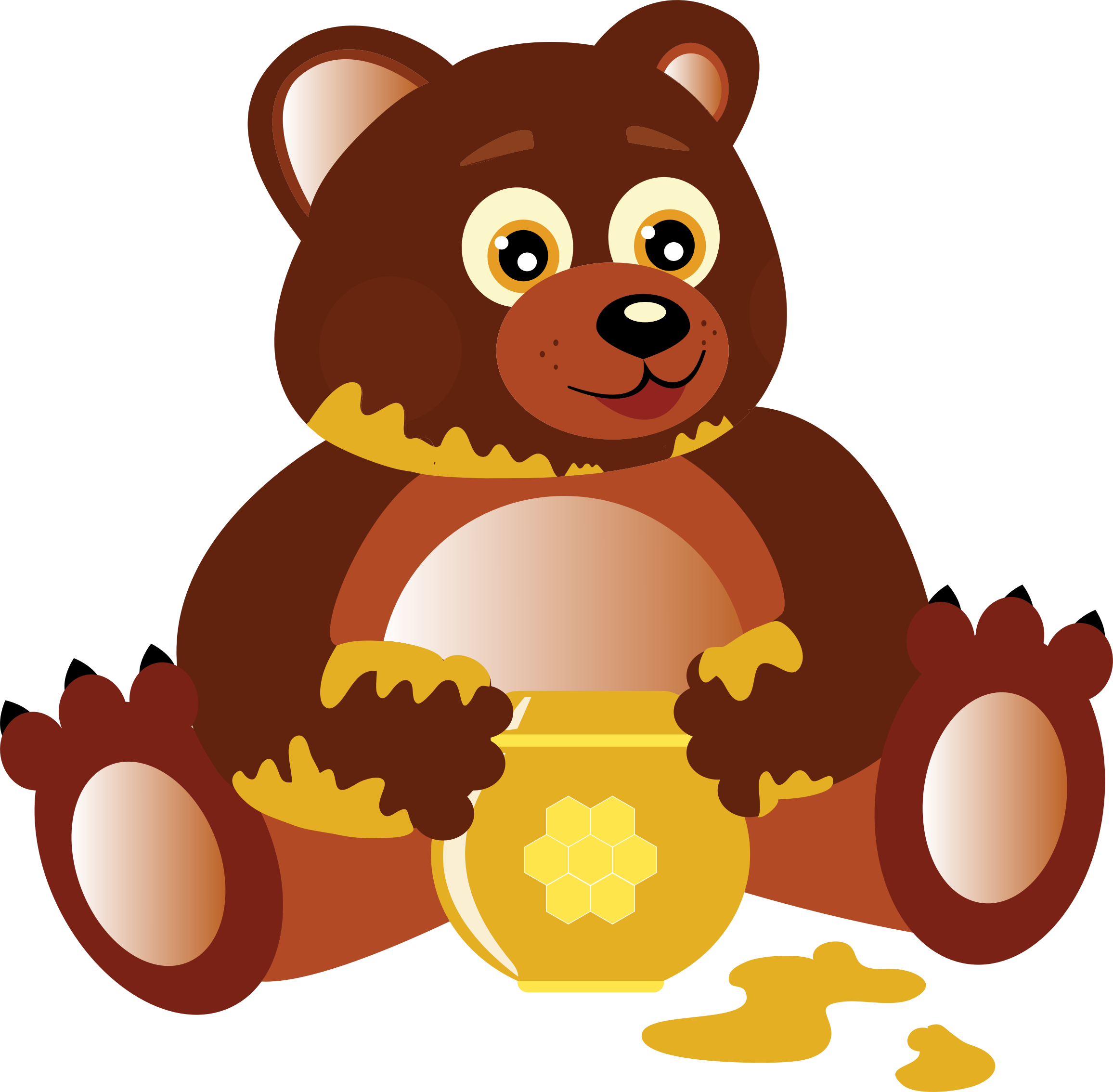 Free To Use Amp Public Domain Bear Clip Art - Cartoon Bear Eating Honey (2312x2268)