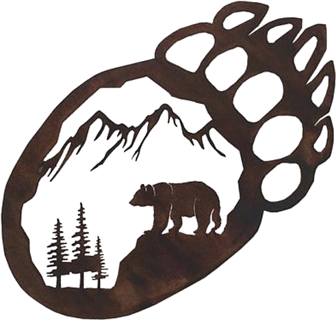 Cabin Decor More Bear Silhouettes Bear Art Bear Paw - Bear Paw Metal Art (500x500)