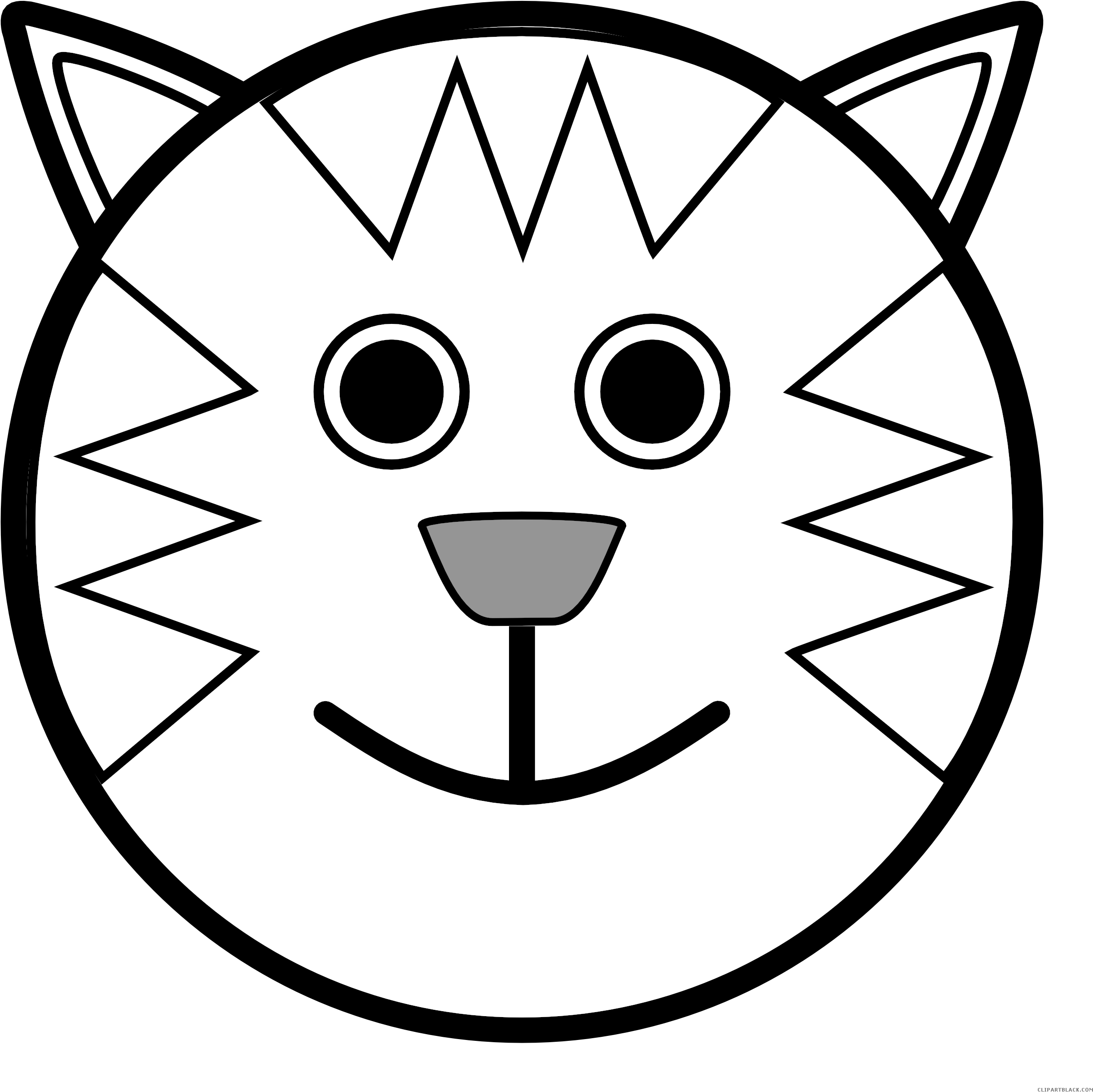 Teddy Bear Black And White Animal Clip Art Middot Bear - Cat Face Coloring Pages (2555x2555)