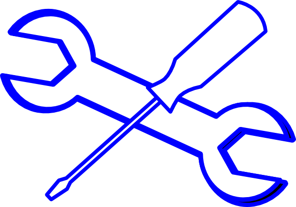 Spanner Screwdriver Blue Outline Png Clip Art - Outline Of A Spanner (600x419)
