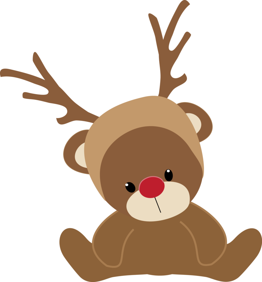 Christmas Teddy Bear Reindeer Clip Art - Christmas Clip Art (836x900)