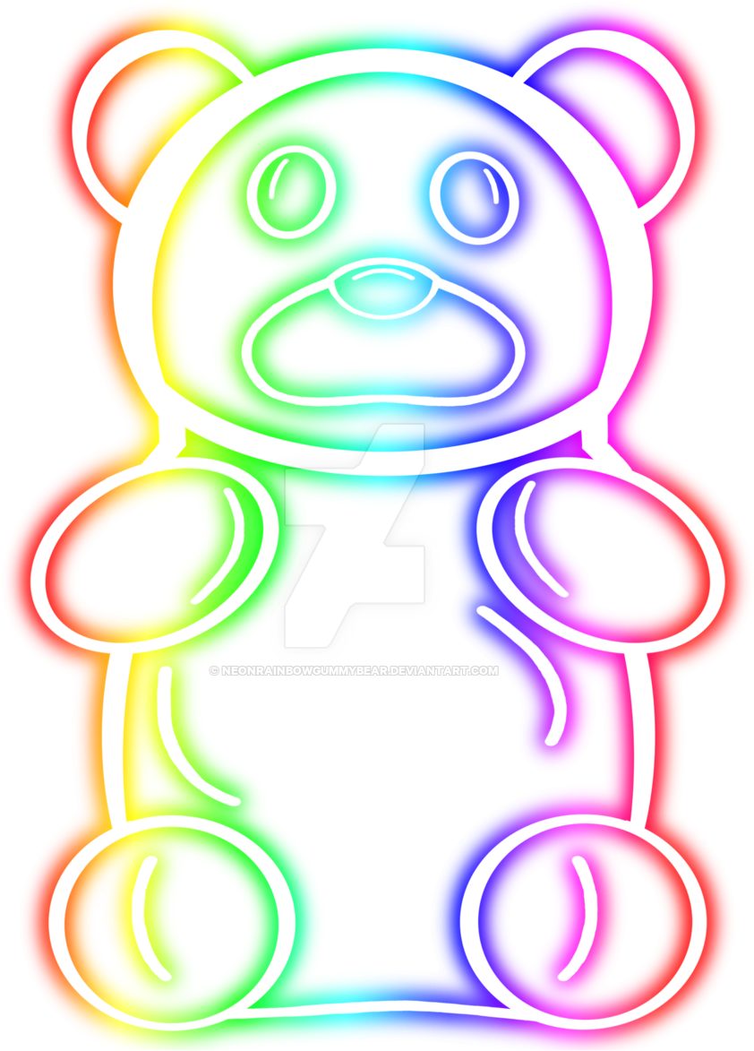 Neon Rainbow Gummy Bear By Neonrainbowgummybear - Neon Rainbow Gummy Bear (1024x1195)