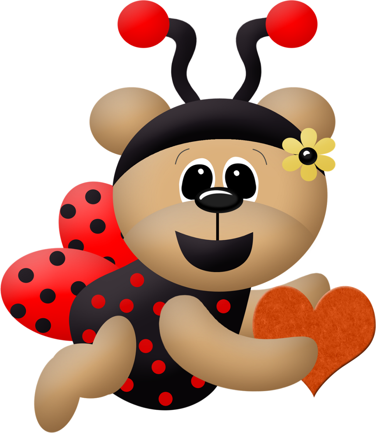 Ladybug Bears Pretty Clipart 006 - Clip Art (1600x1524)