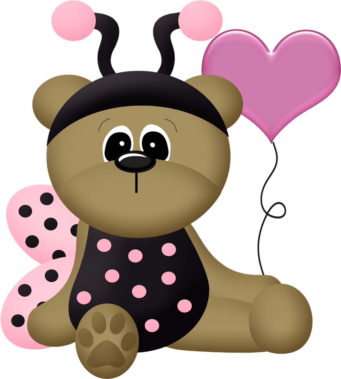 Ladybug Dress Bears Clip Art - Clip Art (1600x1524)