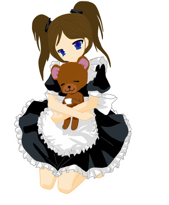 Maid Girl With Teddy Bear By Copycat216 - Hug (650x687)