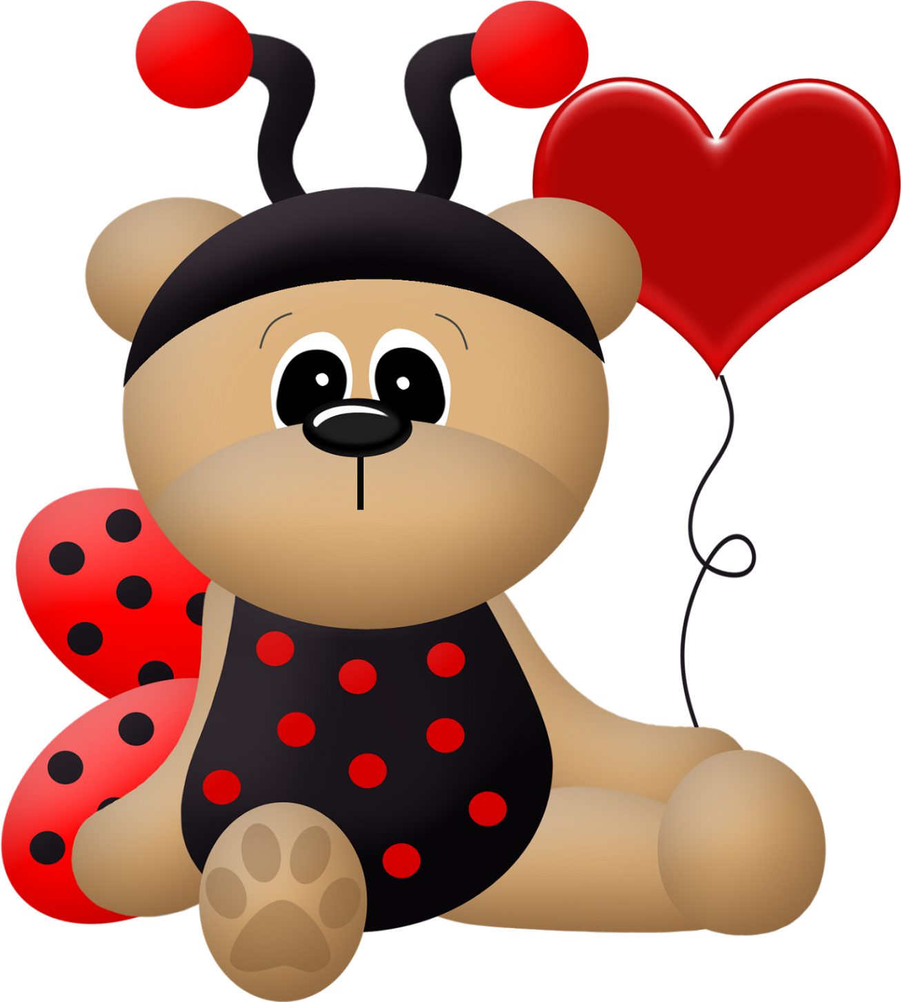 Ladybug Dress Bears Clip Art - Rote Und Schwarze Runder Aufkleber (1600x1524)