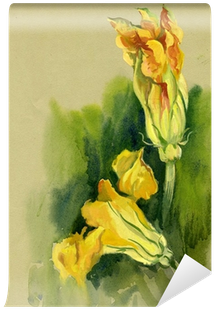 Fotobehang Aquarel Flora Collection - Cowslip (400x400)