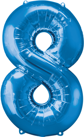 Numero 8 Azul 28 Pulgadas Globo Metálico - Large Number 8 Balloon - Black (457x480)