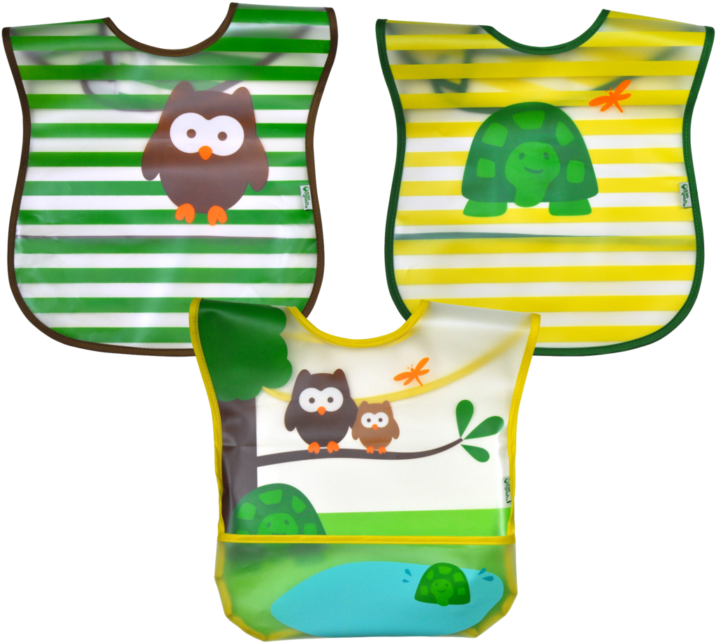Wipe-off Bib 3pk Woodland - Owl (1024x1024)