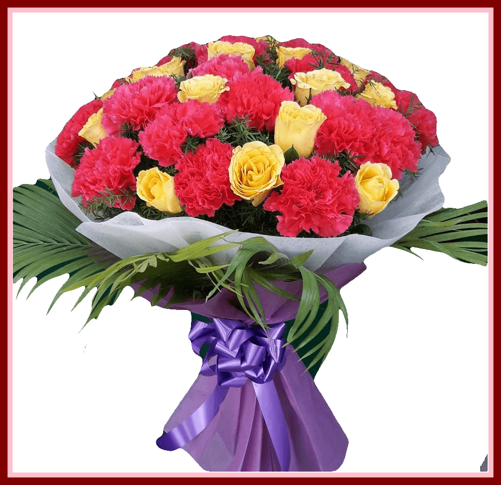 Pink Rose Flower Pink Rose Flower Bokeh Png Incredible - Yellow And Pink Carnation Round Bouquet (1010x978)