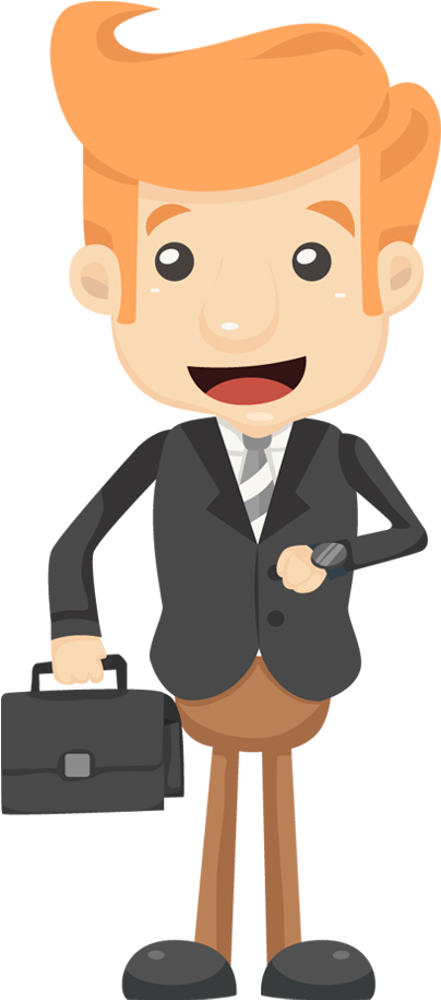Cartoon Businessman Look His Watch With Handbag - Clip Art (420x920)