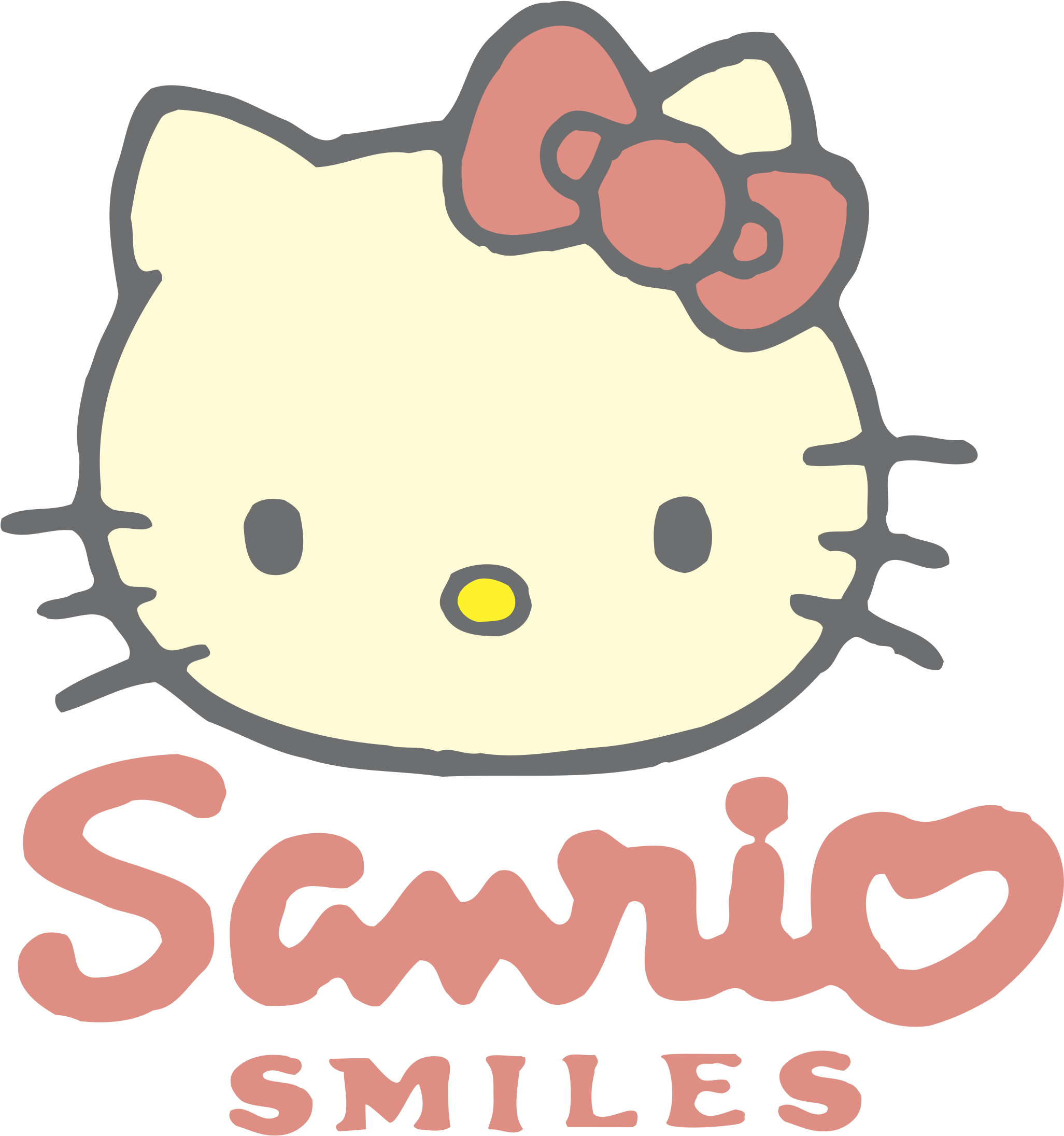Sanrio Smiles Logo Black And White - Hello Kitty Wallpaper White (2400x2400)