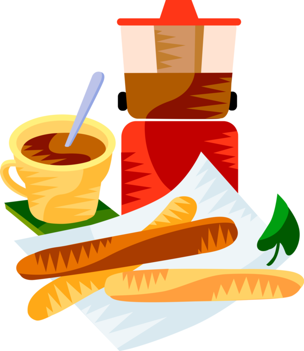 Vector Illustration Of European Spanish Cuisine Churros - Vector Illustration Of European Spanish Cuisine Churros (607x700)