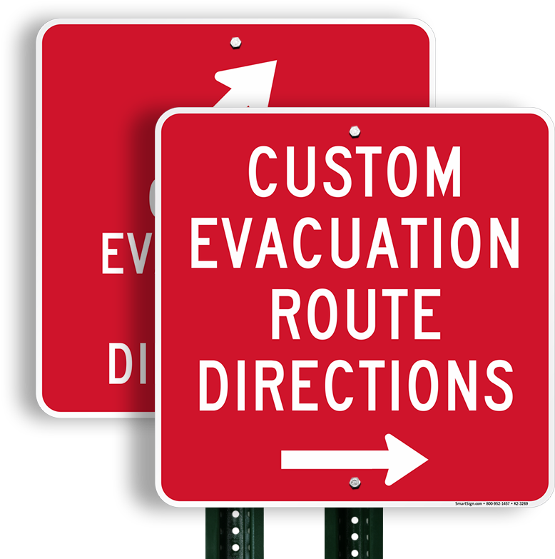 Custom Directional Evacuation Sign - Sign (800x800)