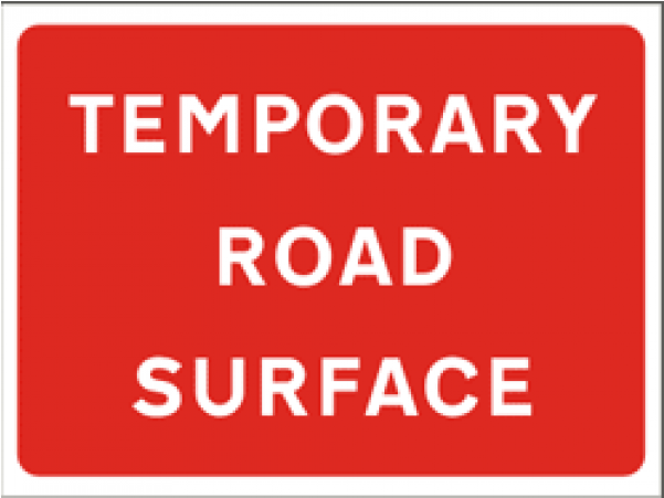 Caution Temporary Road Surface - Safety Sign (600x600)