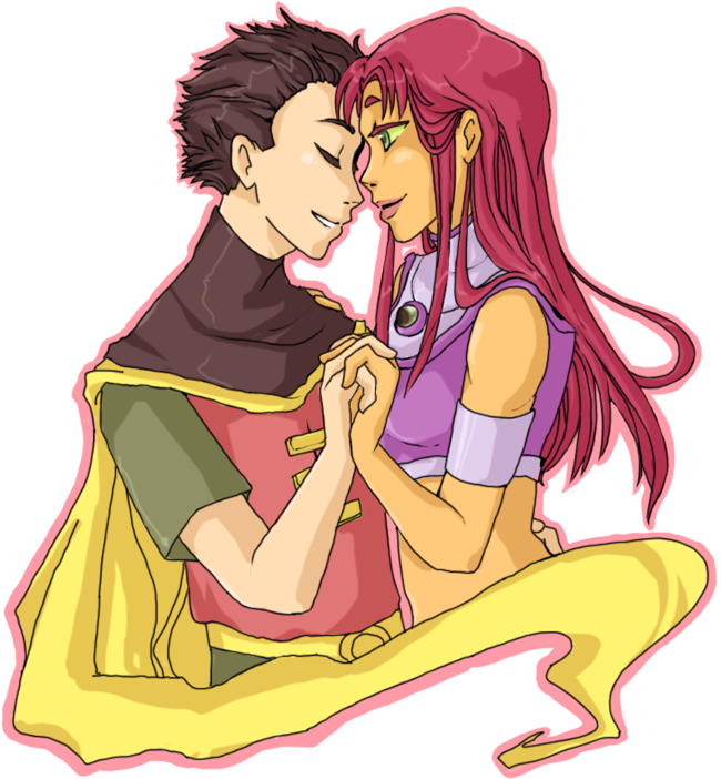 I Couldn't Figure Out What Was Wrong With This Picture - Starfire And Robin Fan Art (650x702)