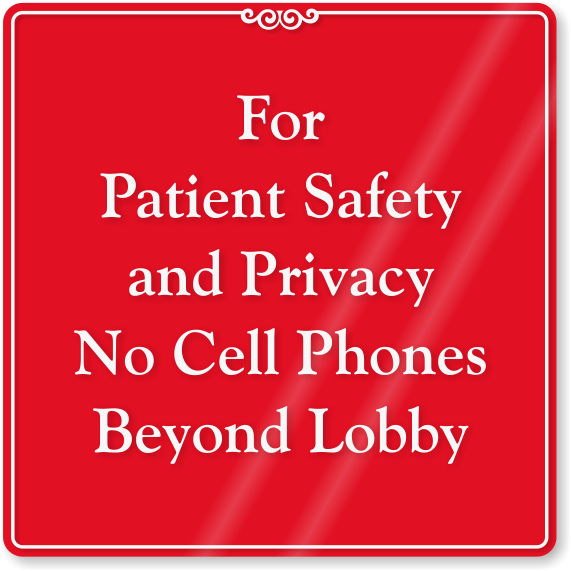 No Cell Phones Beyond Lobby Showcase Sign - Sign (570x800)