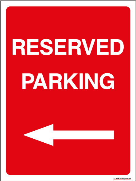 Parking Signs Ireland - Reserved Parking Left Arrow (600x600)