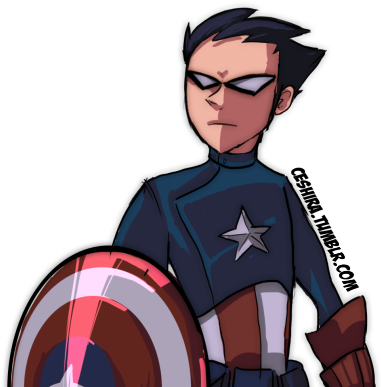 Teen Titans Avengers Crossover- Robin As Captain America - Captain America (500x386)