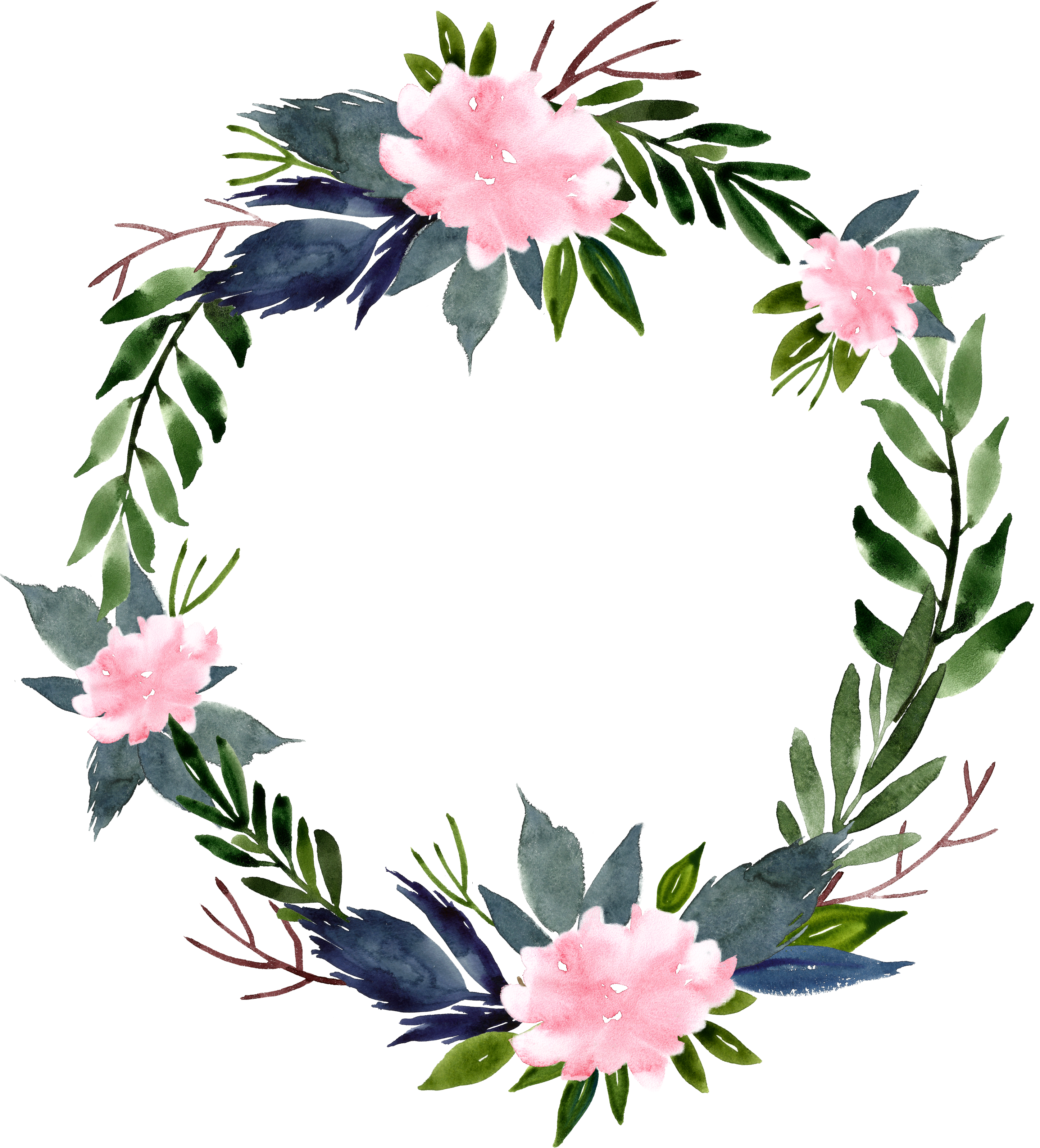 Flower Wreath Clip Art - Round Flower Frame Png (2893x3202)