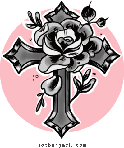 Significato Tatuaggio Rosa Croce Wobba-jack Tattoo - Croce Tattoo Old School (399x475)