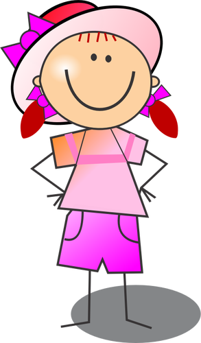 Disegno Di Rosa E Rossa Ragazza Sorridente Figura Stilizzata - Clipart Stick Figure Girl (293x500)