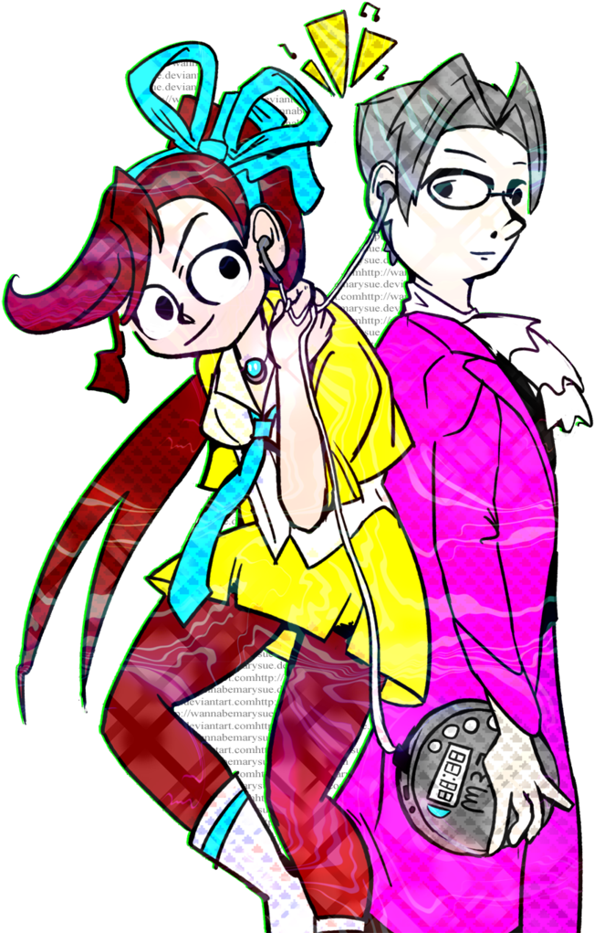 Ace Attorney Athena Cykes And Miles Edgeworth By Wannabemarysue - Cartoon (752x1063)