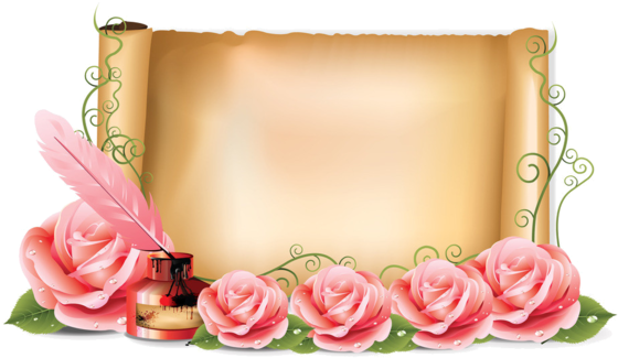 Molduras, Papel De Escrita, Desenhos De Cartões, Cartões - Pergaminho Com Flores Png (600x383)