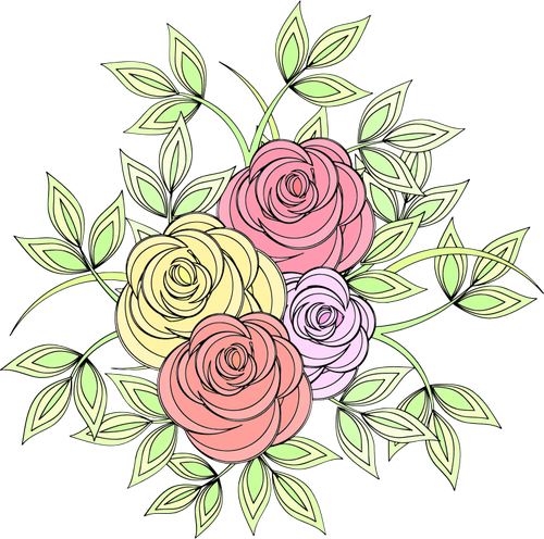Desenho De Vetor De Rosas - Rosas Vectyor Png (500x496)