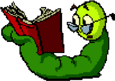 Reading And Phonics - Book Worm Animated Gif (391x372)