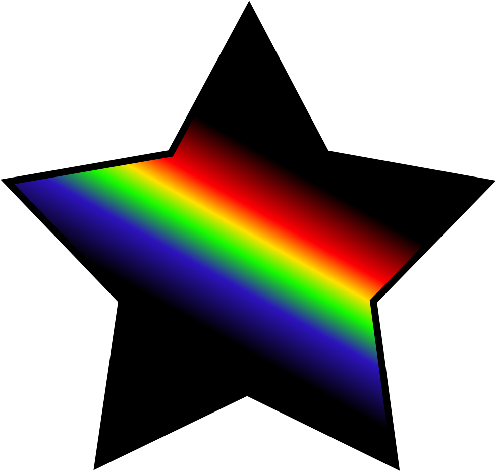 Black Star With Rainbow Stripe - Rainbow Star With Black (1024x1024)