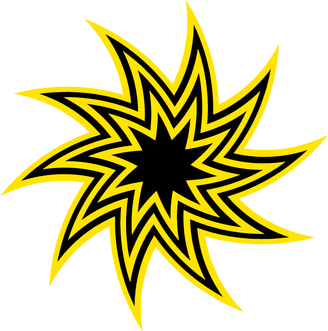 Black And Yellow Swirling Star Clipart - Black And White Swirling Star (1476x1476)