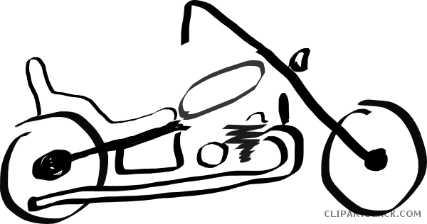 Harley Davidson Transportation Free Black White Clipart - Line Art (600x316)