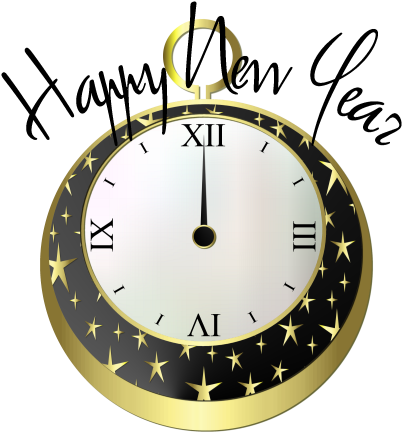 New Year Clocks - New Year Gold Card (456x467)