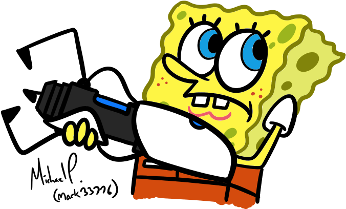 Spongebob With A Portal Gun By Mark33776 - Spongebob With A Portal Gun (719x463)
