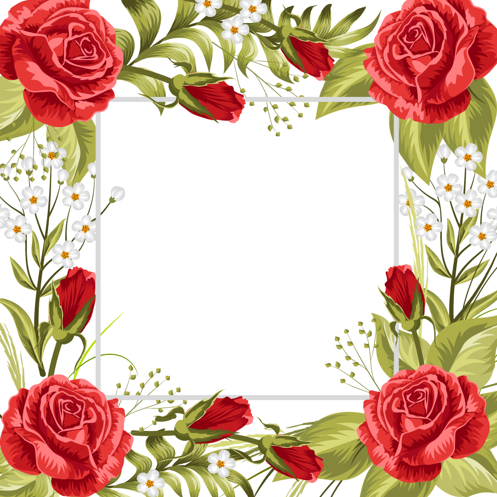 Wedding Invitation Greeting Card Rose Flower - Moldura Para Convite Flores (1000x1000)