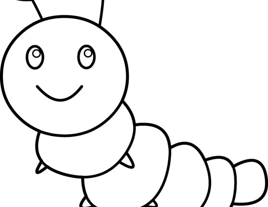 550 X 547 - Black And White Cute Caterpillar Clipart (550x425)