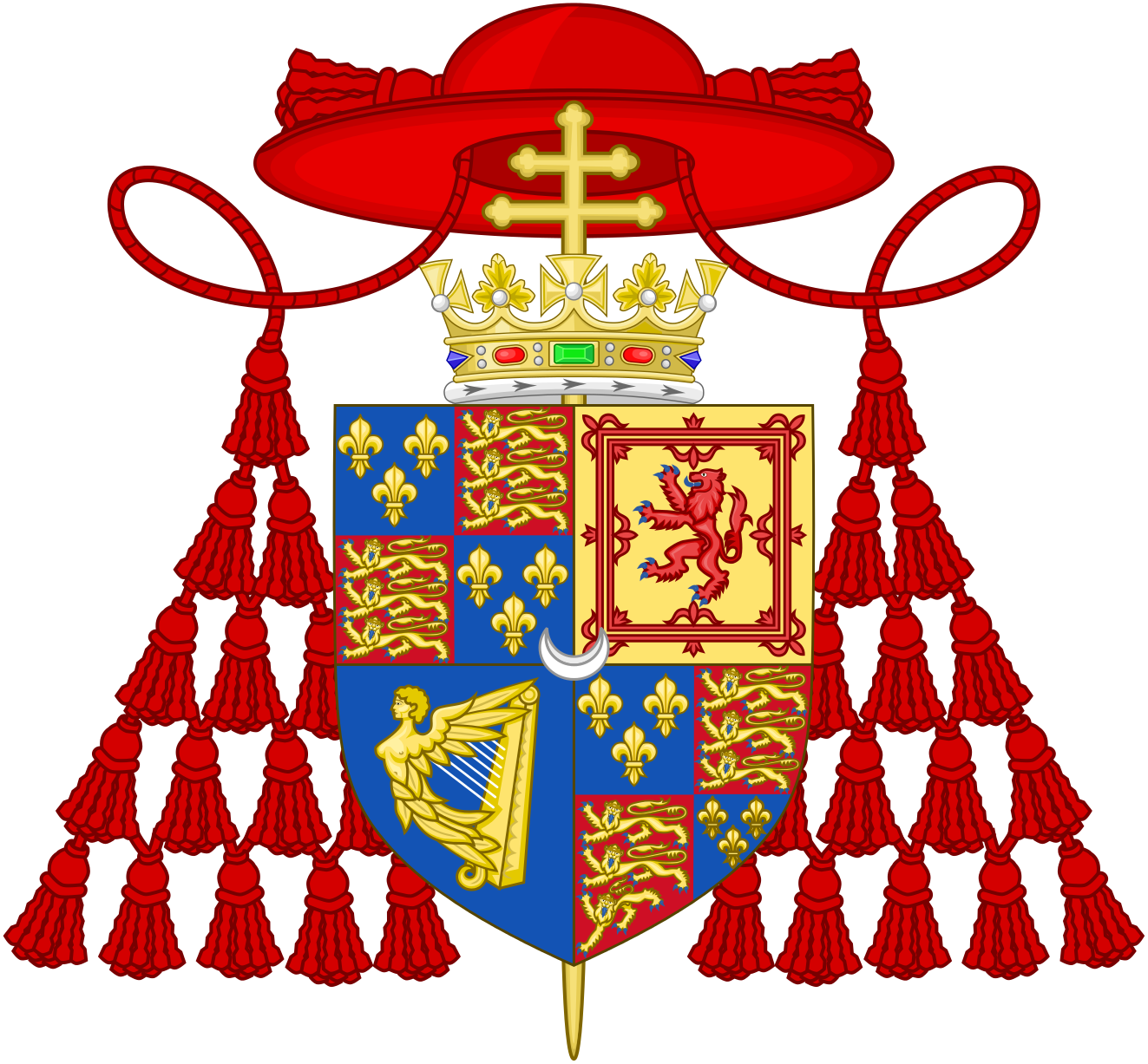 Arms Of The Cardinal Duke Of York, Henry Benedict Stuart - Royal Coat Of Arms (1323x1227)