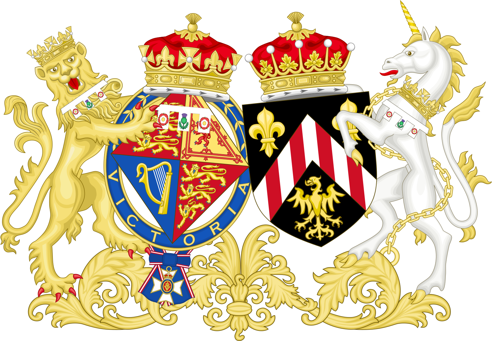 Combined Coat Of Arms Of Princess Margaret And The - Royal Coat Of Arms (1752x1157)
