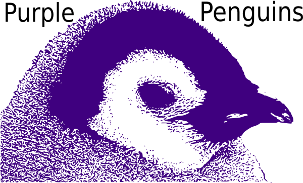 Penguin Clipart Profile - Purple Penguins (600x364)