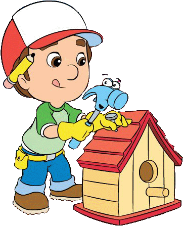 Bird House Clipart Building A - Handy Manny Gif (389x466)