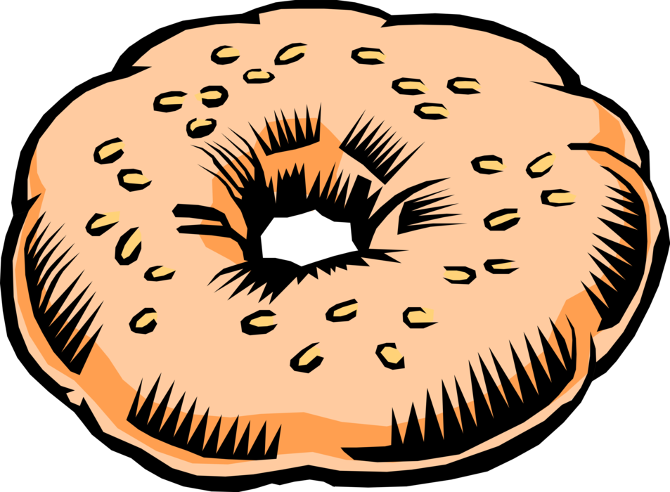 Vector Illustration Of Baked Leavened, Doughnut-shaped - Bagel Clip Art (953x700)