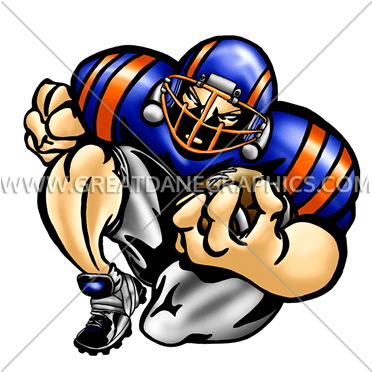 Football Player Run - Blue (371x385)